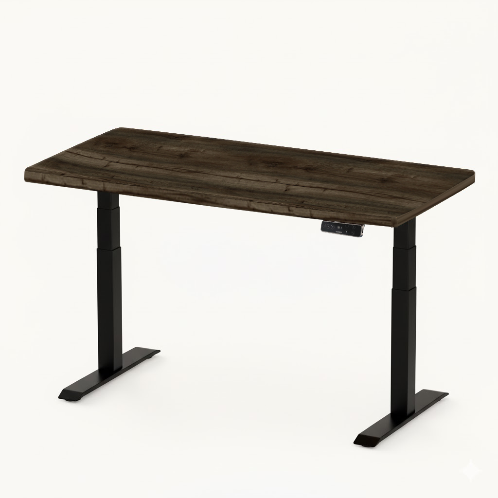 FlexiSpot E7 - Dual Motor Premium Standing Desk With Black Frame - Smoked Oak