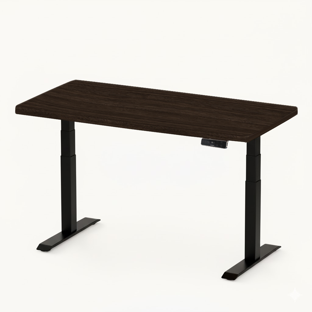 FlexiSpot E7 - Dual Motor Premium Standing Desk With Black Frame - Dark Espresso