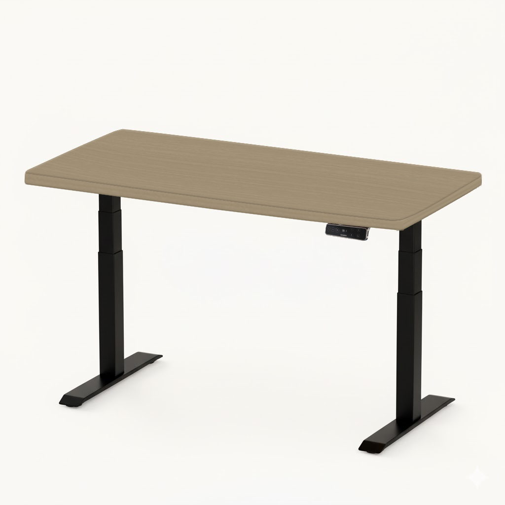 FlexiSpot E7 - Dual Motor Premium Standing Desk With Black Frame - Natural Maple