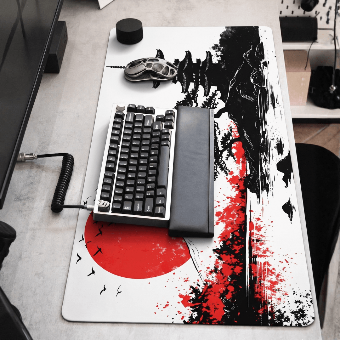 Printed Leather Desk Mat - Japanese Landscape