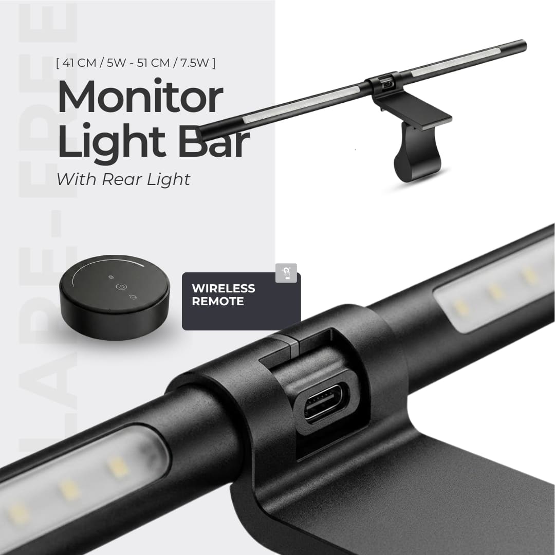 Monitor Light Bar With Rear Light and Wireless Remote Control