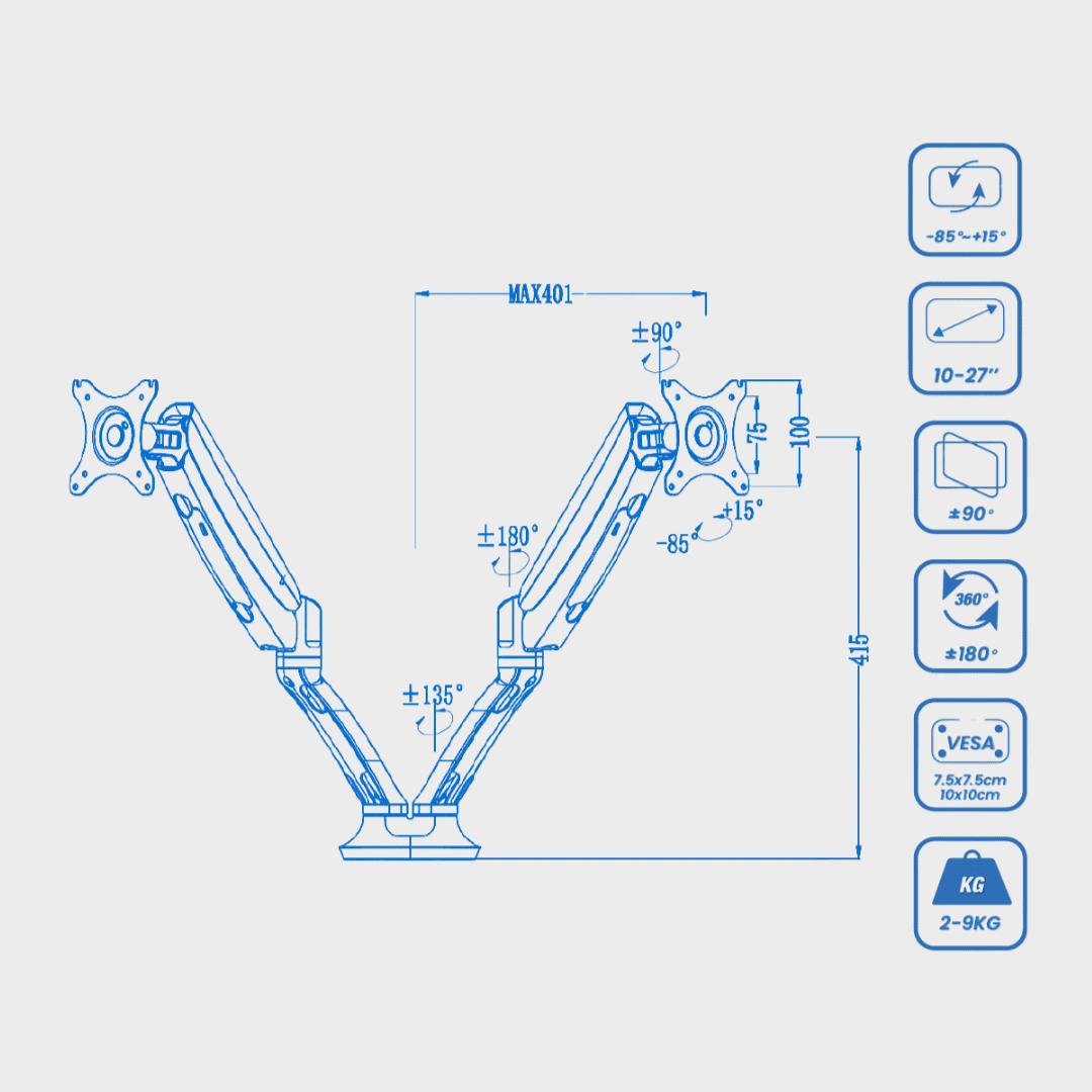 FlexiSpot F7 - Dual Monitor Arm for 10 to 27 Inch Screens