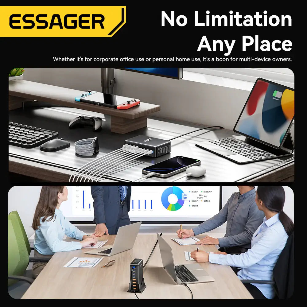 Essager 320W 8-Port GaN Desktop Charging Station (4C & 4A)
