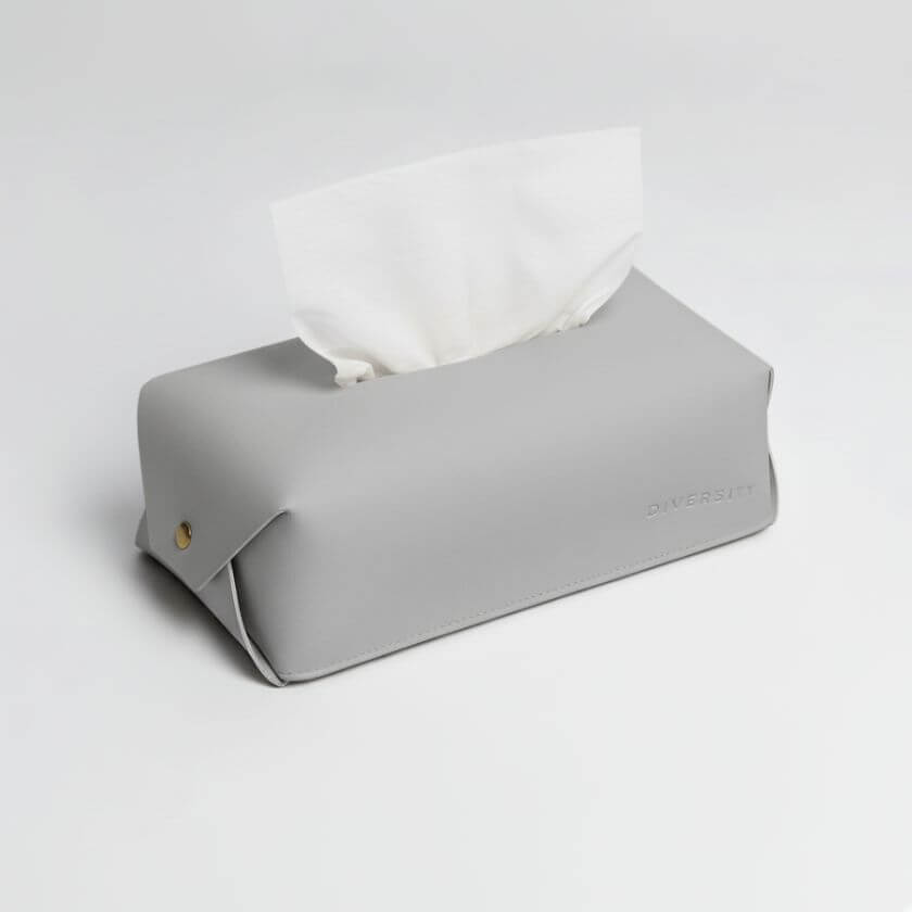 PU Leather Tissue Box - Grey