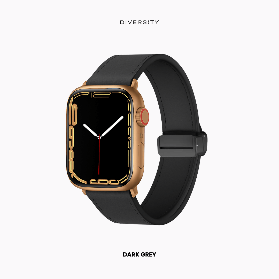 Classic Silicone Leather Strap For Apple Watch - Light Grey