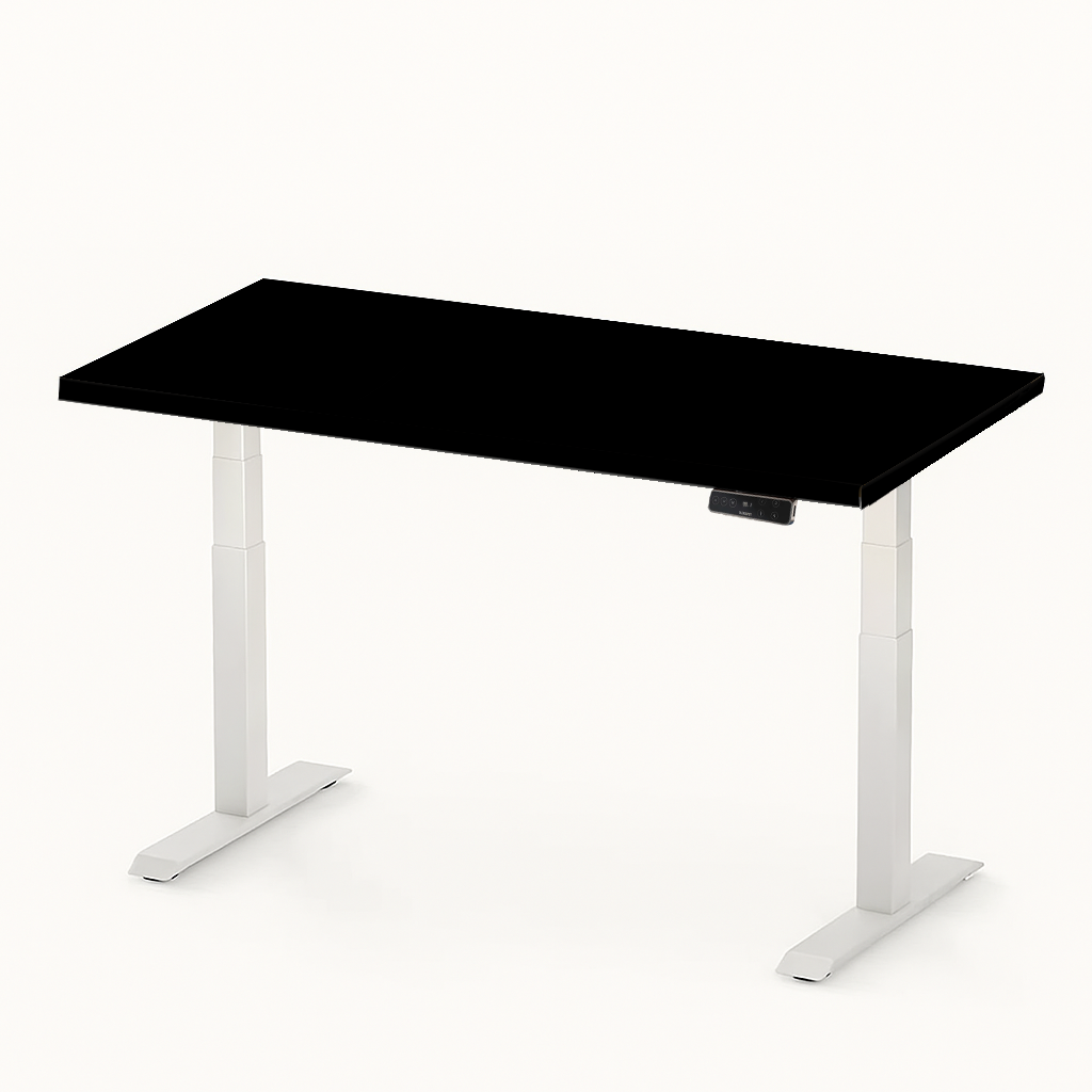FlexiSpot E7 - Dual Motor Premium Standing Desk With White Frame - Matte Midnight