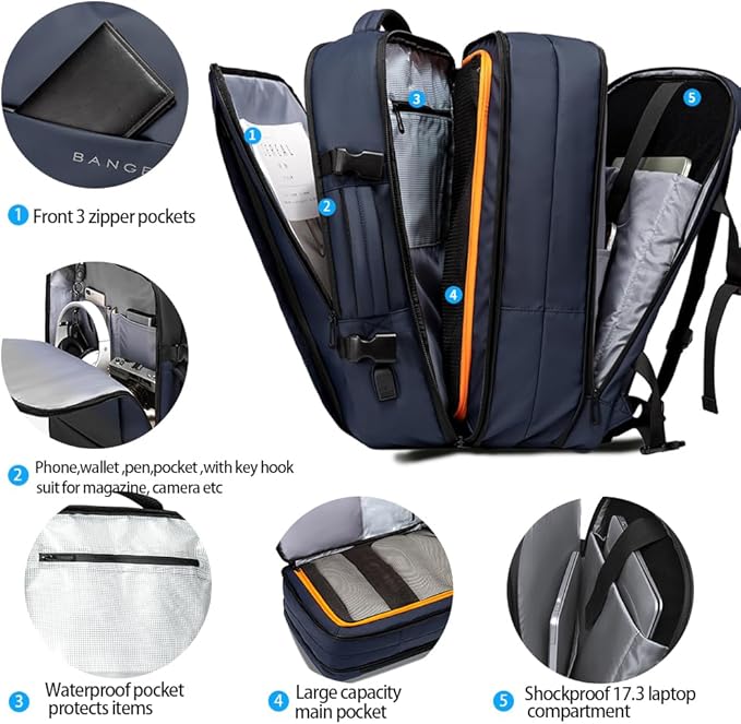 BANGE Digital Nomad Travel Backpack - Blue