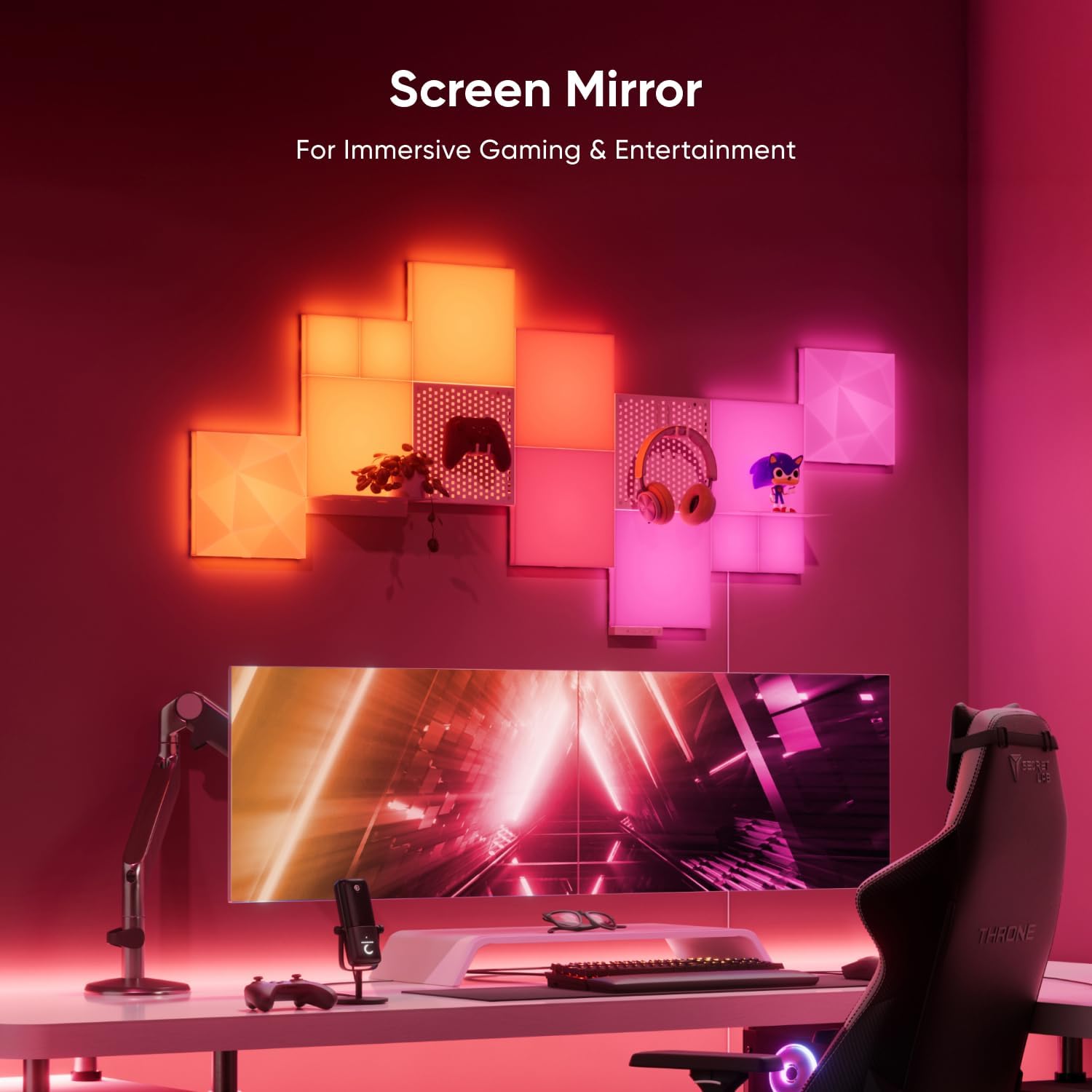 Nanoleaf Blocks Combo XL Smart Light Panels with Shelf & Pegboard