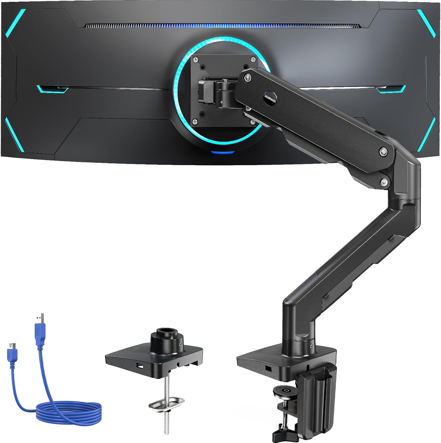 HUANUO Heavy-Duty Single Monitor Arm - Grey