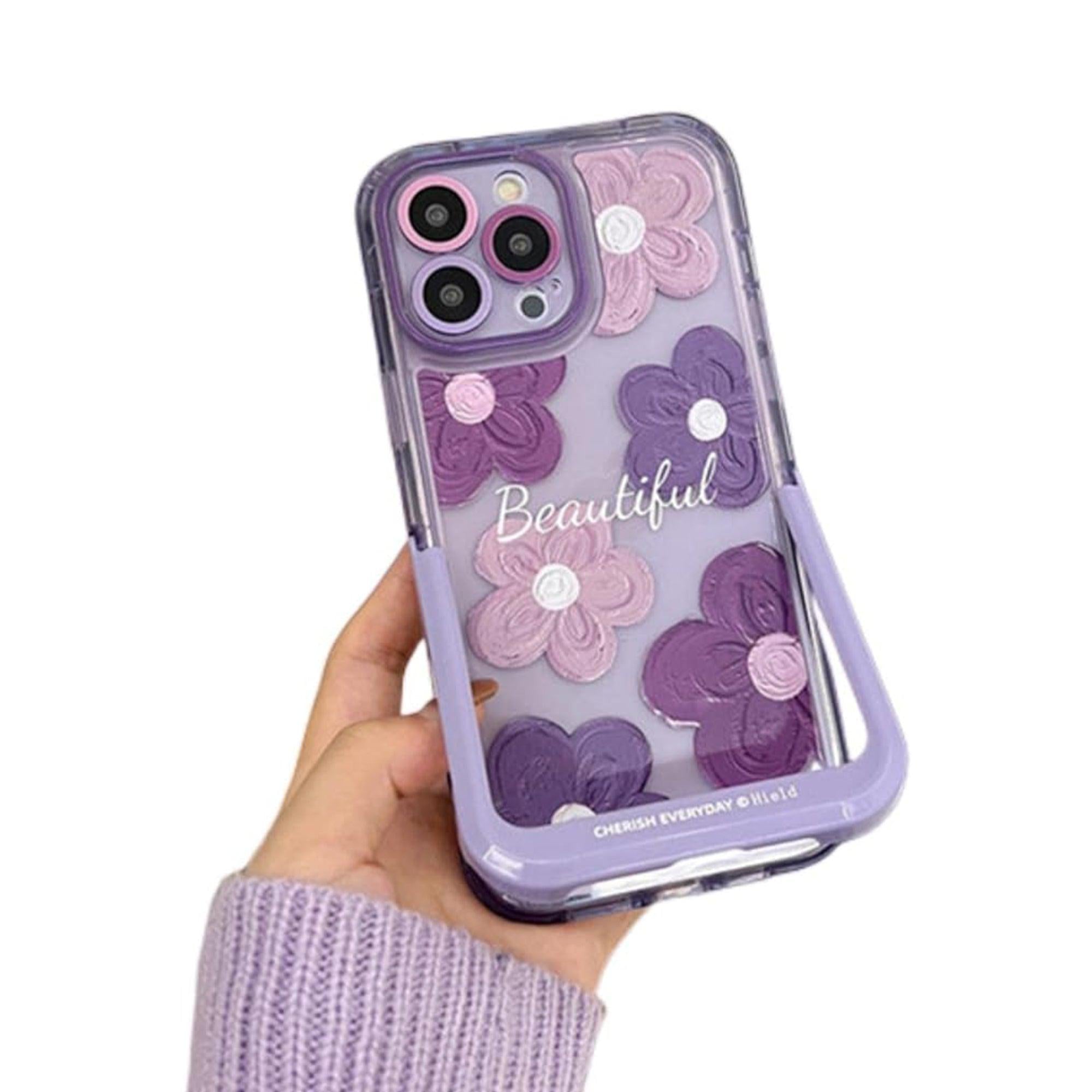 Beautiful Purple Flower iPhone Case With Bracket Stand