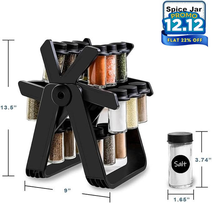 Rotating Spice Rack With 18 Jars