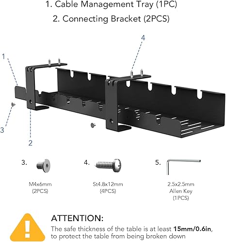 Flexispot Cable Management Tray - Black