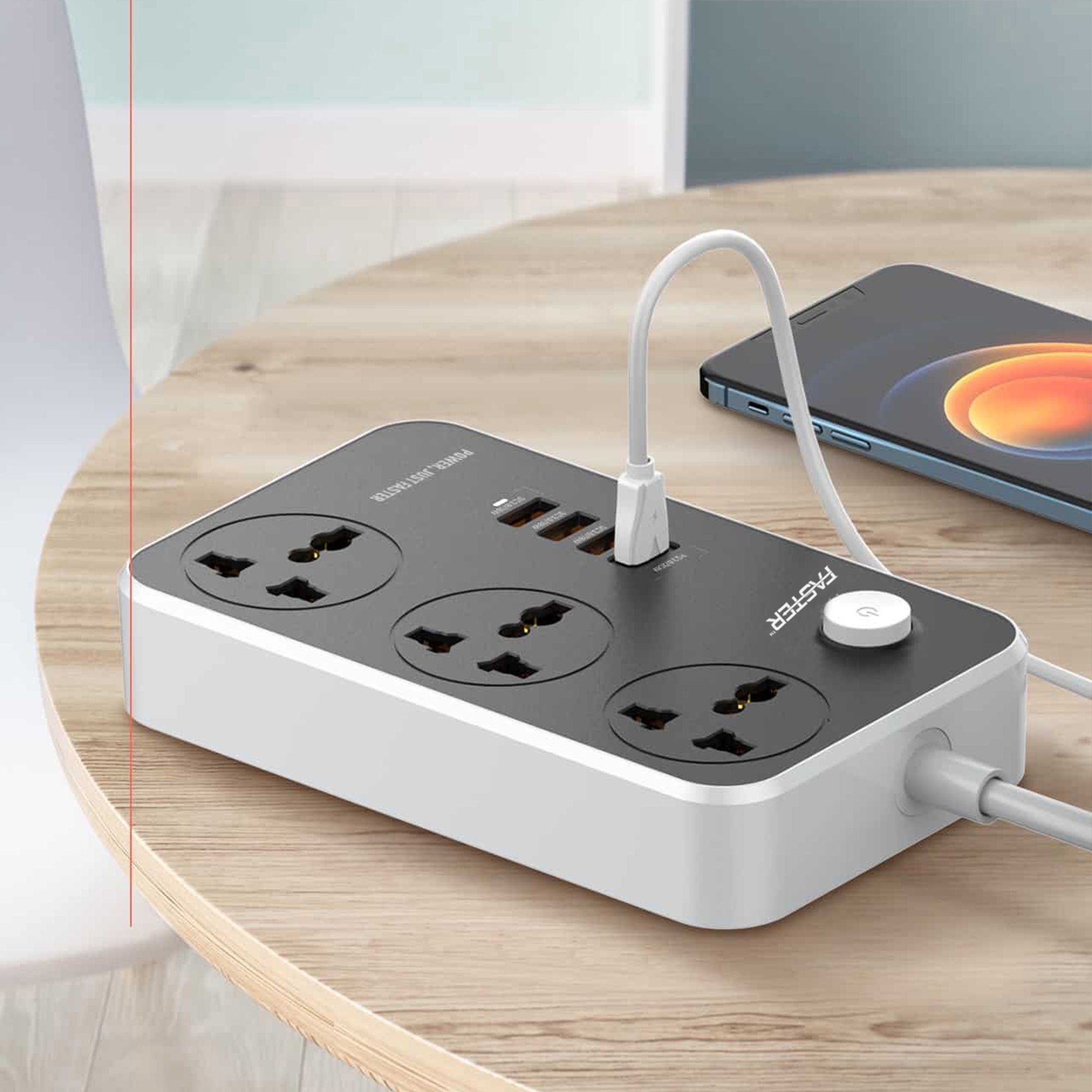 Faster FUS-640 Power Strip Extension With PD+3 QC3.0 USB Ports