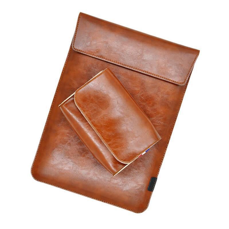 Vintage Leather Laptop Sleeve With Power Pouch-DIVERSITY