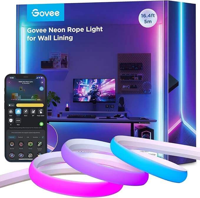Govee Neon LED Rope Light for Wall Lining 2-5M