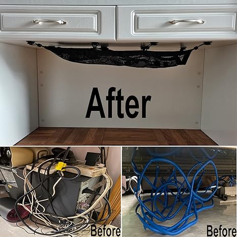 Under-Desk Mesh Cable Management Net