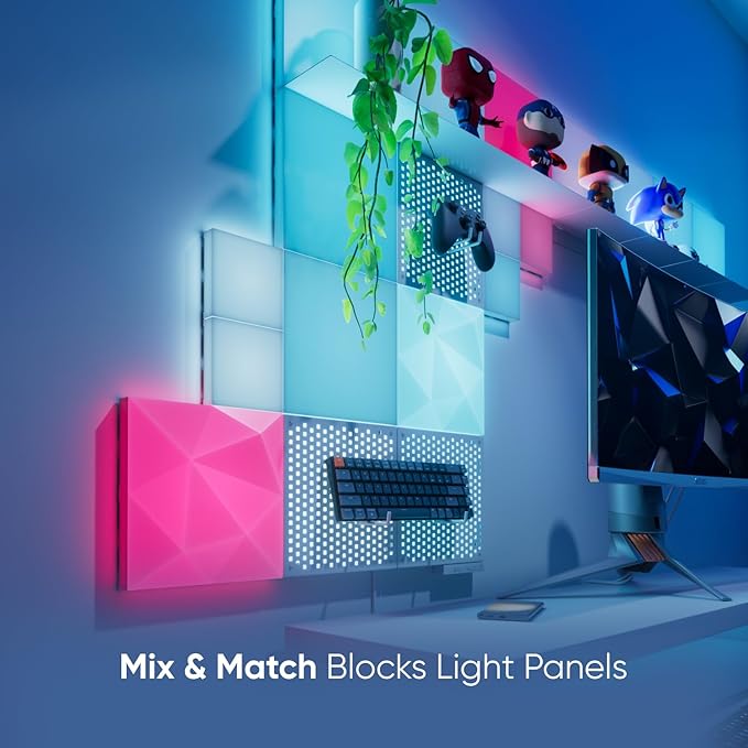 Nanoleaf Blocks Combo XL Smart Light Panels with Shelf & Pegboard