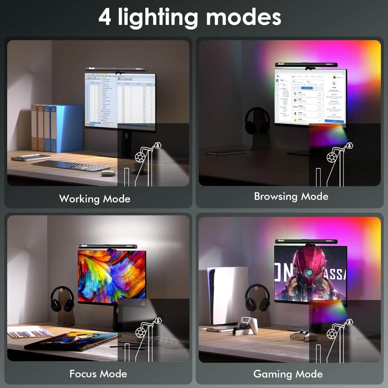 Quntis LED ScreenLinear RGB Dual Light Monitor Light Bar (15.7")