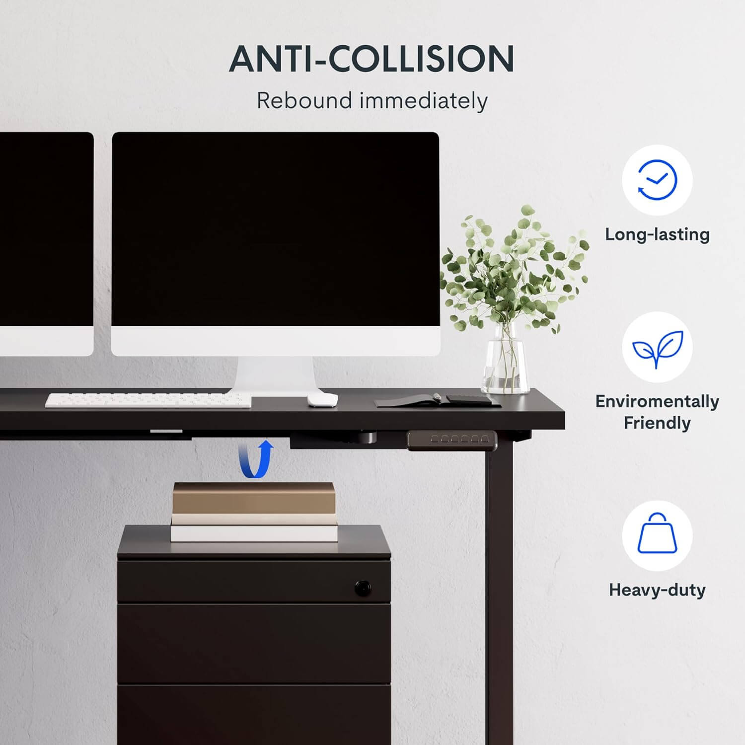 FlexiSpot E1L - Dual Motor L‑Shaped Standing Desk With Black Frame