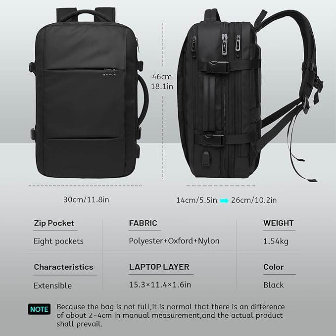 BANGE Digital Nomad Travel Backpack - Black