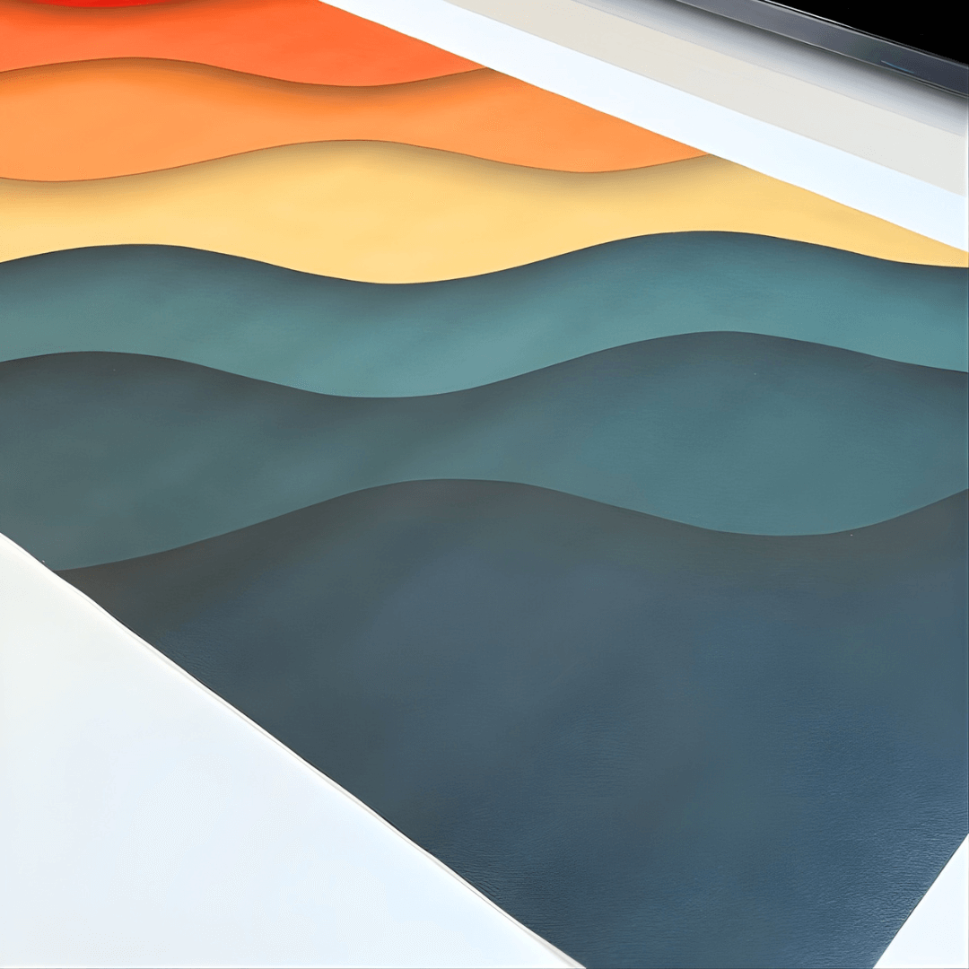 Printed Leather Desk Mat - Rainbow Clouds