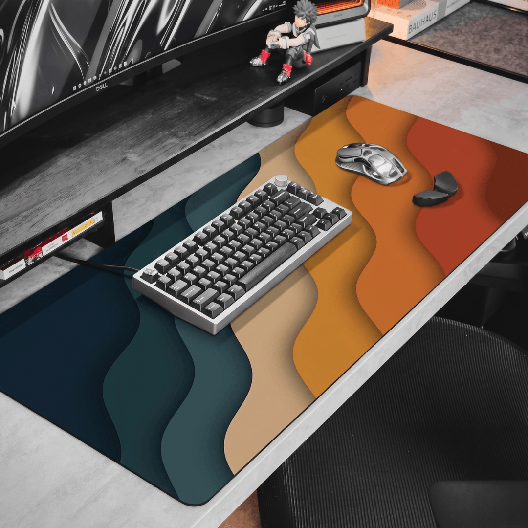 Printed Leather Desk Mat - Rainbow Clouds