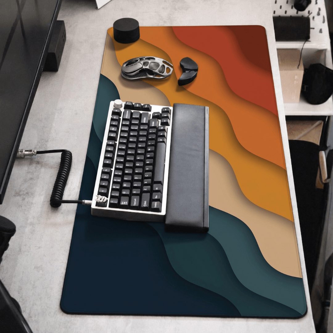 Printed Leather Desk Mat - Rainbow Clouds