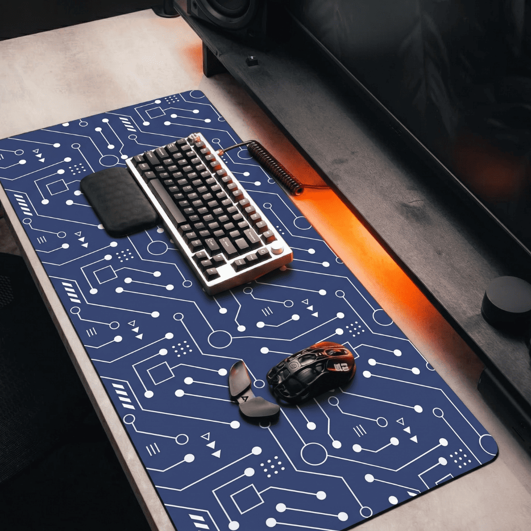 Printed Leather Desk Mat - Techno