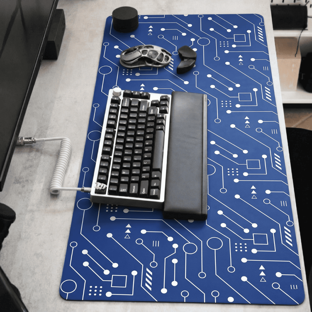 Printed Leather Desk Mat - Techno