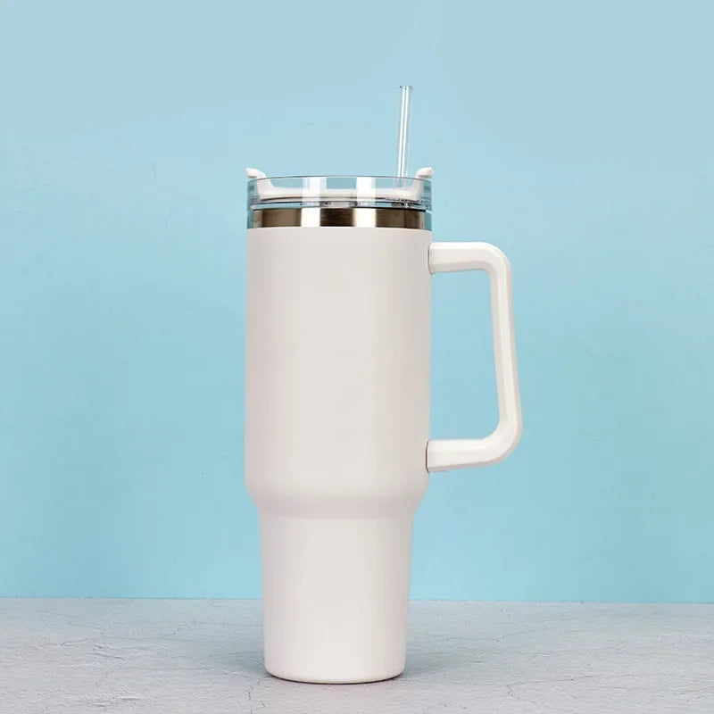 HydraMate 40oz Vacuum Tumbler with Straw - White