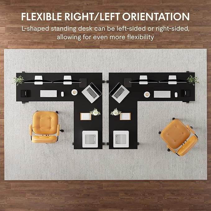 FlexiSpot E1L - Dual Motor L‑Shaped Standing Desk With Black Frame