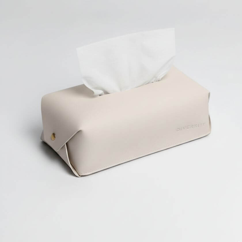 PU Leather Tissue Box - Beige