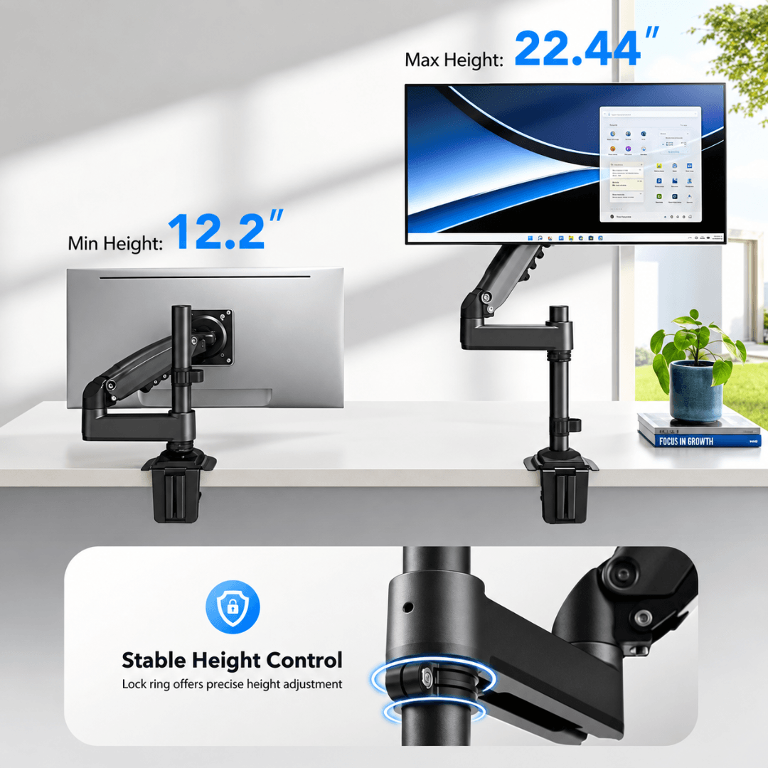 HUANUO Elevation Single Monitor Arm for 13 to 32 Inch Screens