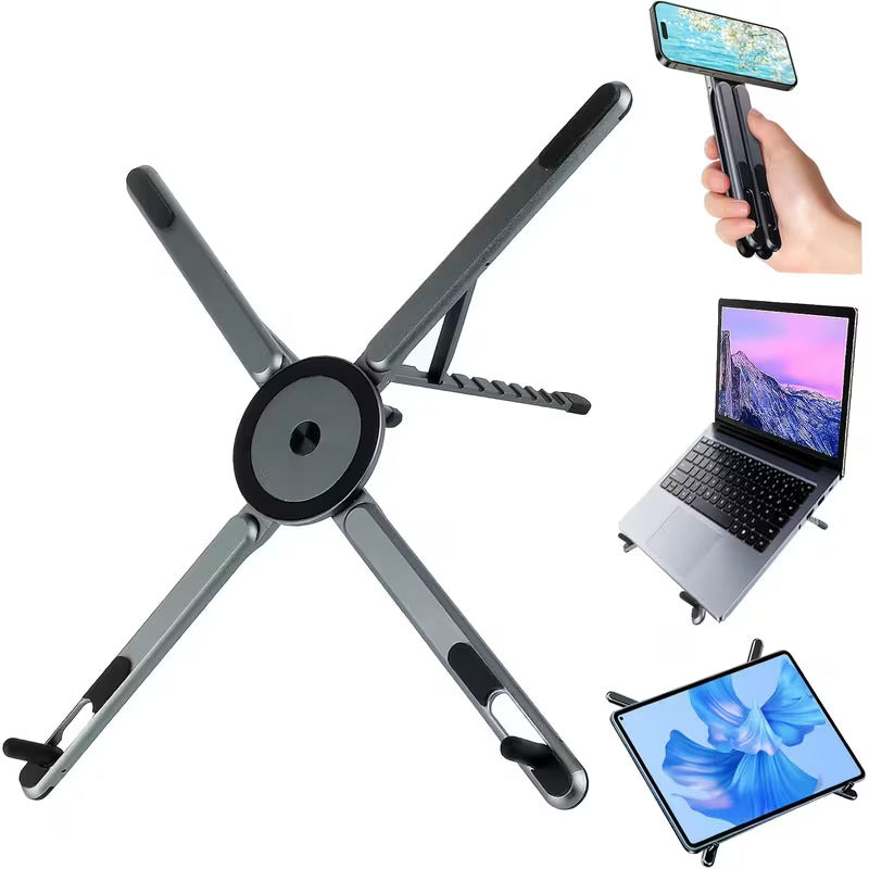 Multi-Functional Foldable Metal Phone Holder & Laptop Stand