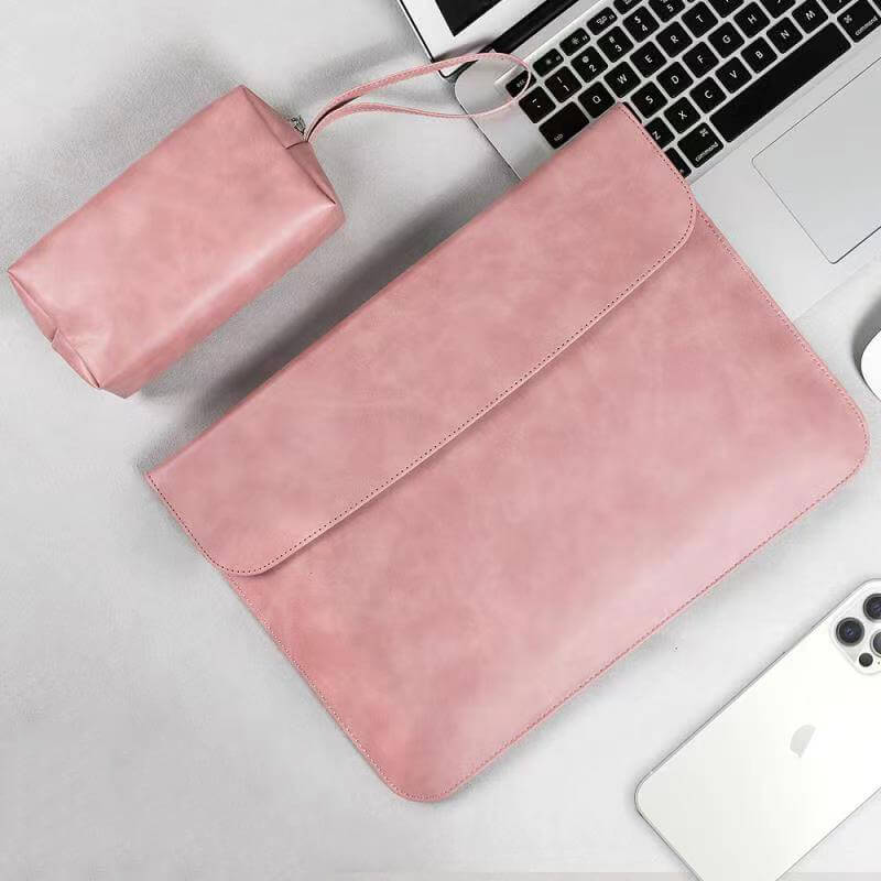 PU Leather Laptop Sleeve With Power Pouch