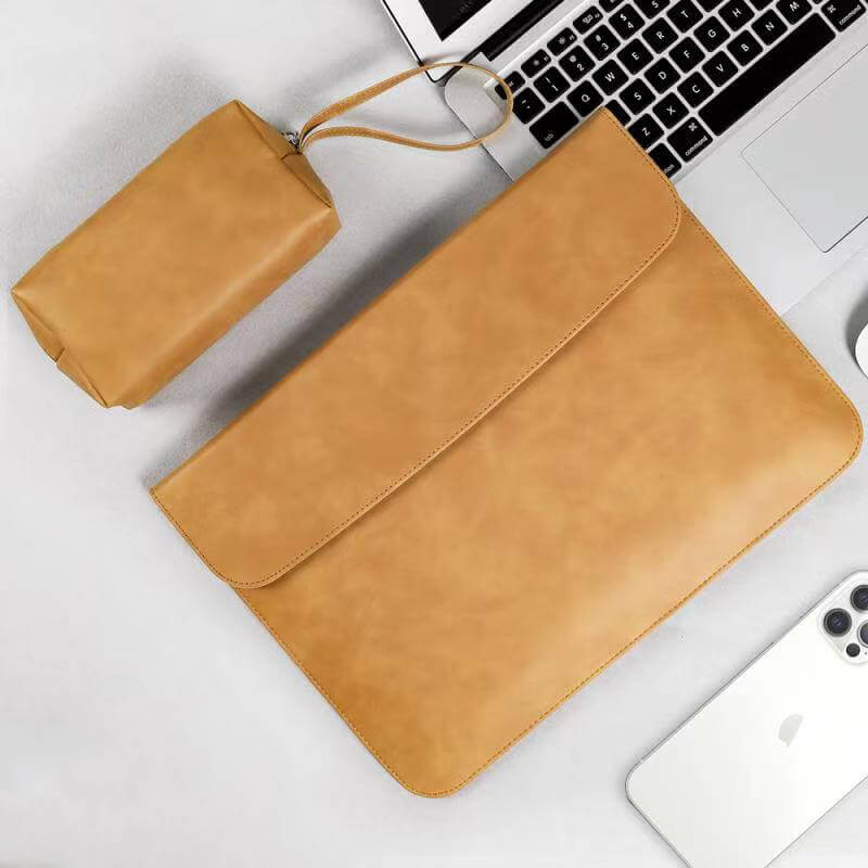 PU Leather Laptop Sleeve With Power Pouch