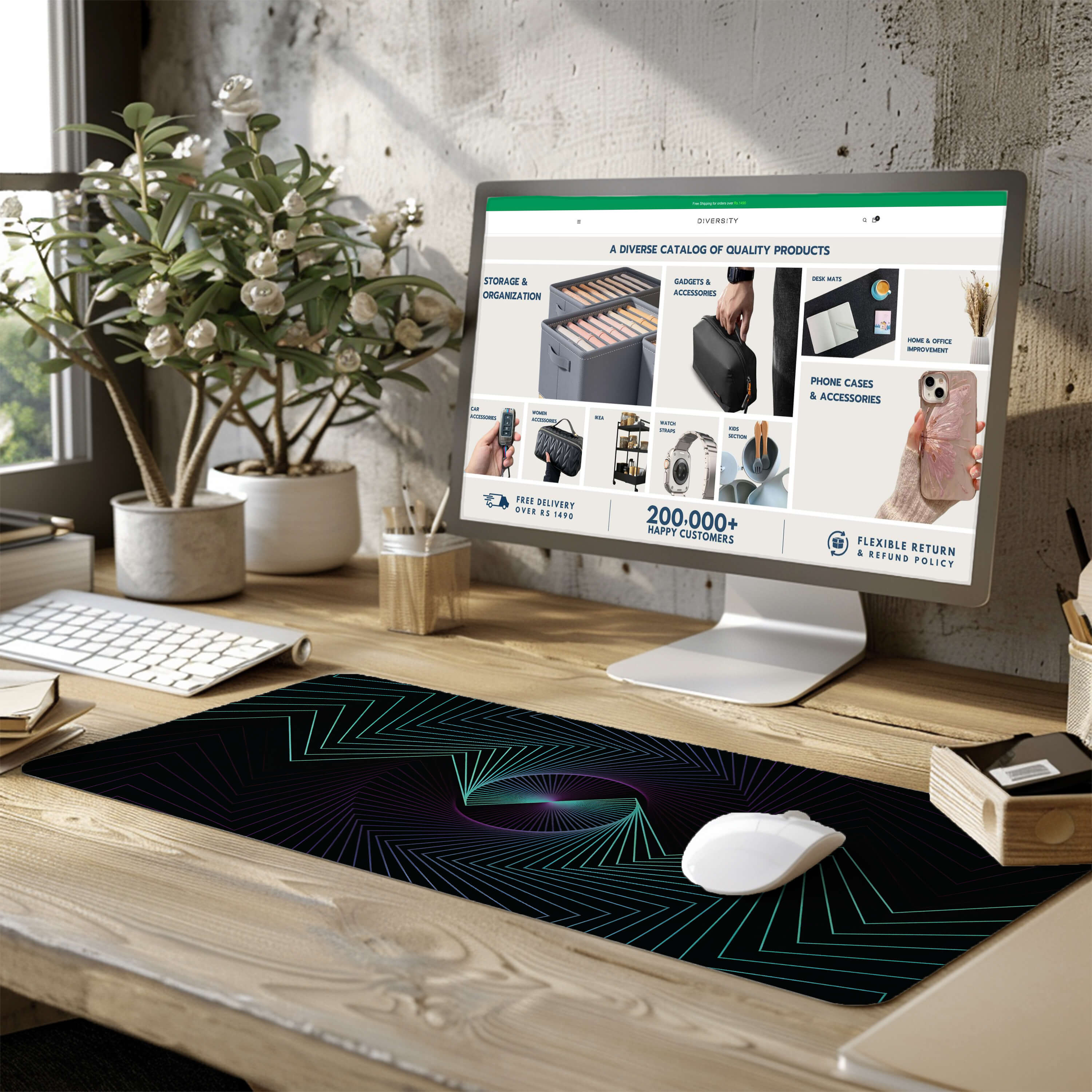 Printed Desk Mat - Techno