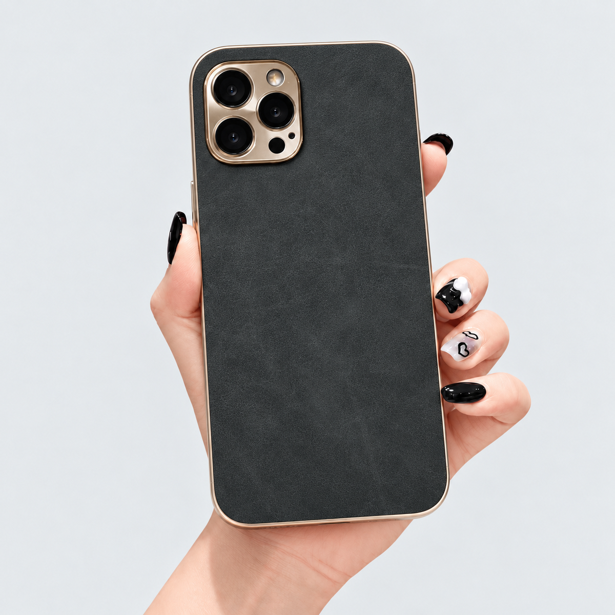 Suede Leather iPhone Case - Black