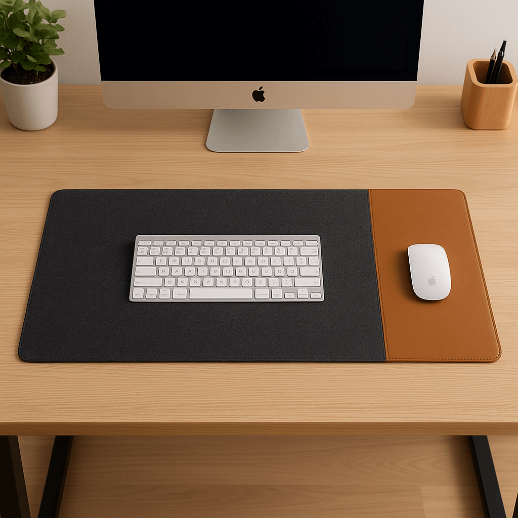 Felt &  Faux Leather Desk Mat