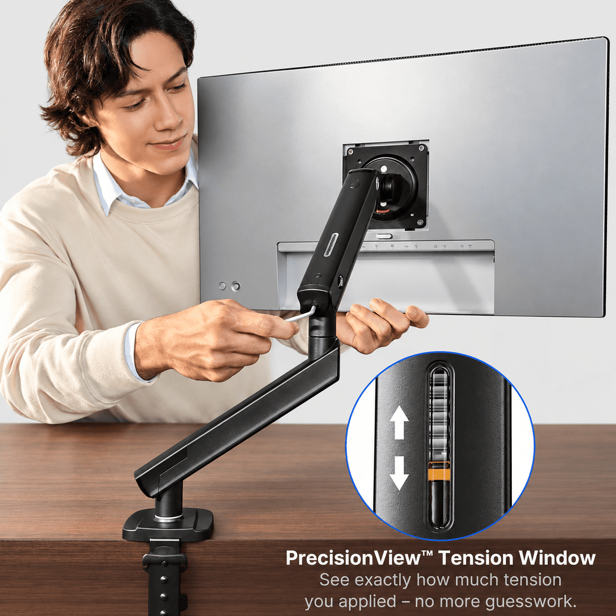 HUANUO FlowLift Single Monitor Arm for 13 to 32 Inch Screens