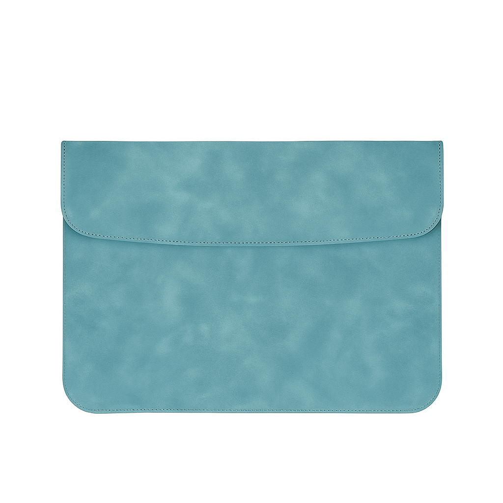 PU Leather Laptop Sleeve With Power Pouch - Sky Blue