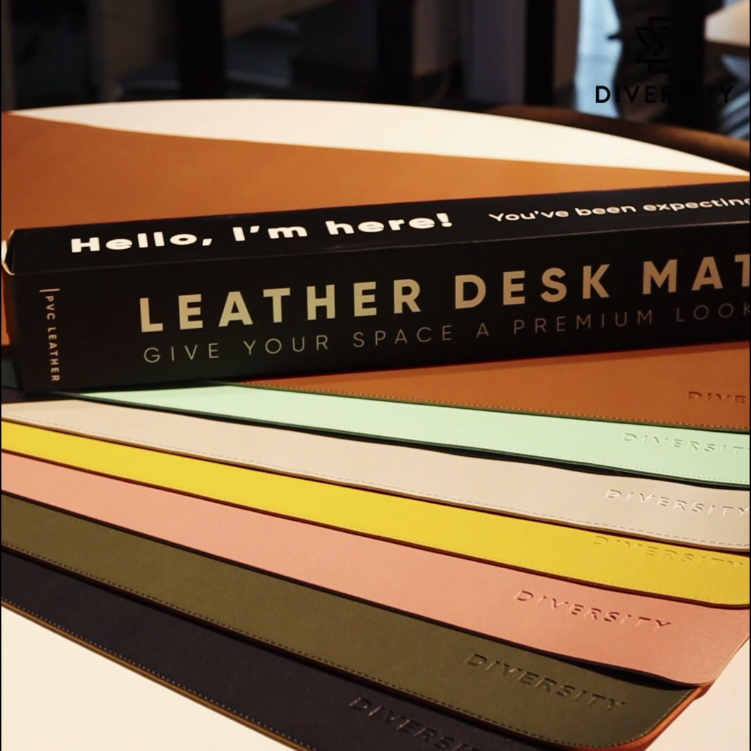 Double Sided Leather Desk Mat - YELLOW + ROYAL BLUE