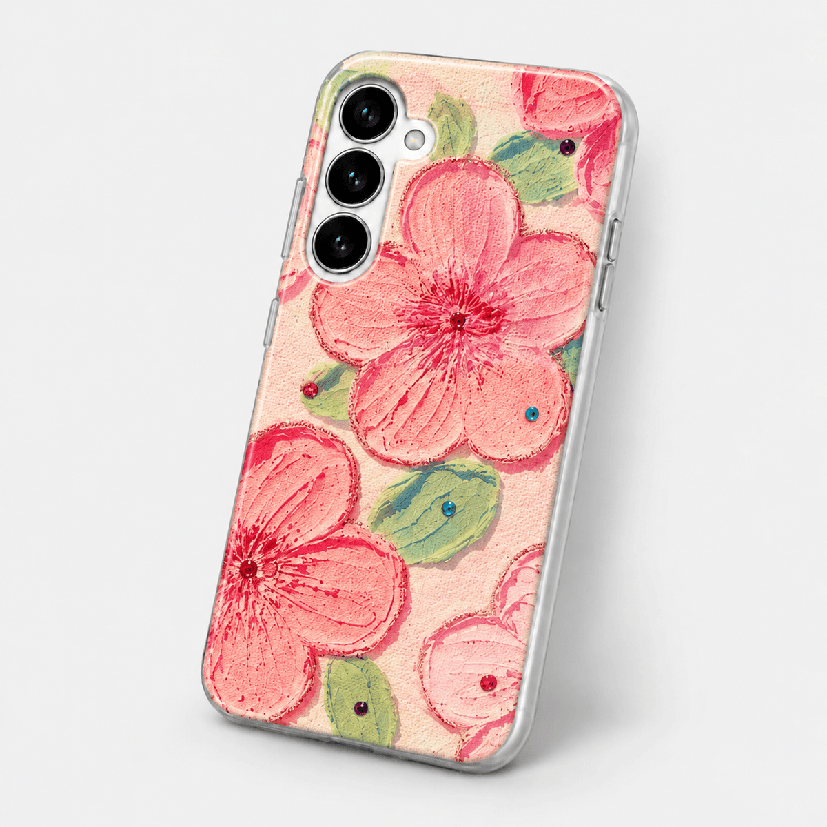 Floral Design Silicone Phone Case - Peach Blossom
