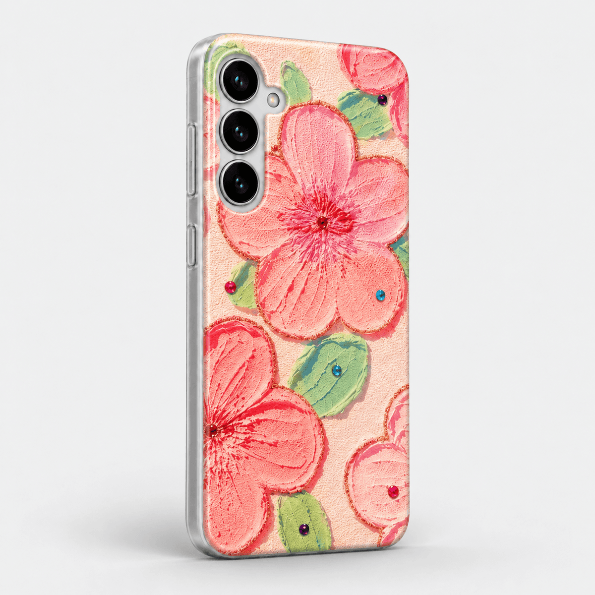 Floral Design Silicone Phone Case - Peach Blossom