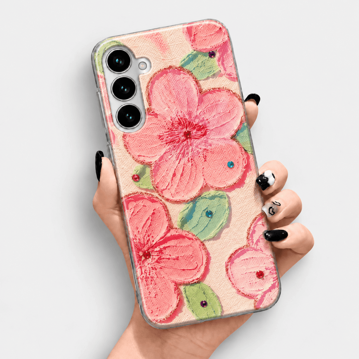 Floral Design Silicone Phone Case - Peach Blossom
