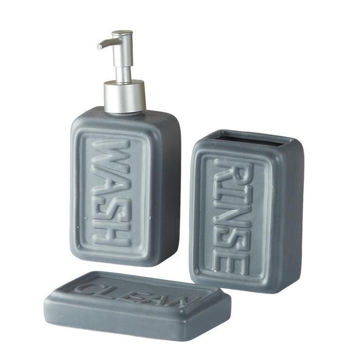 Ceramic Bathroom Set - Engraved - Dark Grey-DIVERSITY