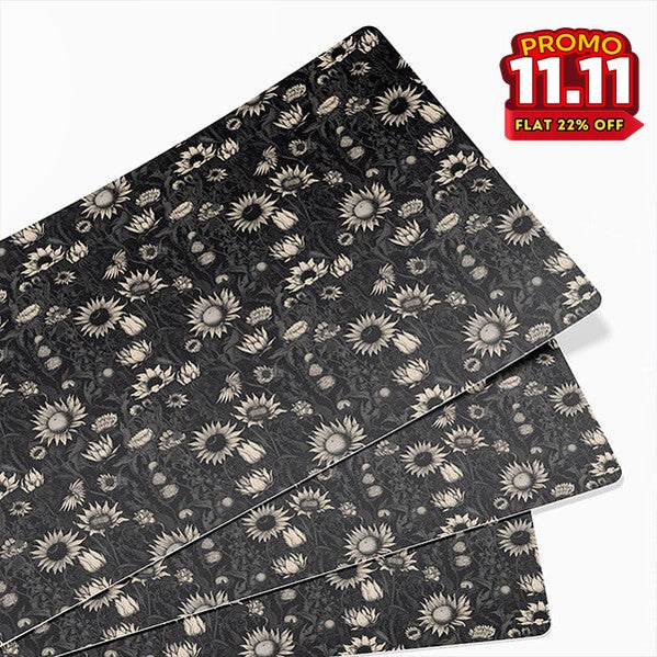 Printed Desk Mat - Black Sun Flowers-DIVERSITY