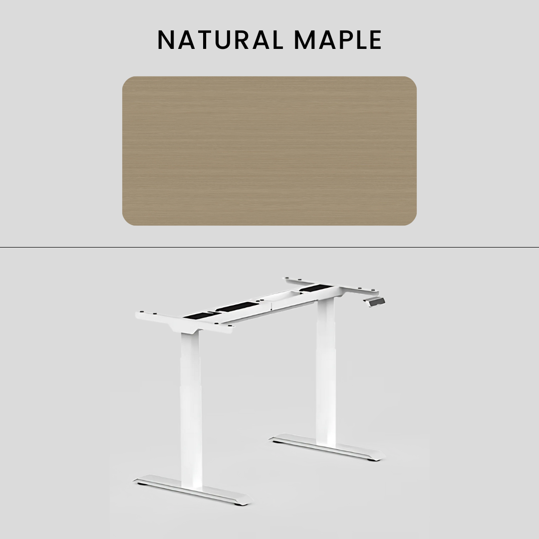 FlexiSpot E7 - Dual Motor Premium Standing Desk With White Frame - Natural Maple