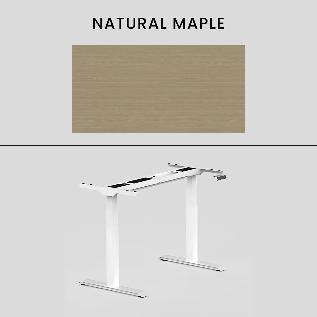 FlexiSpot E7 - Dual Motor Premium Standing Desk With White Frame - Natural Maple