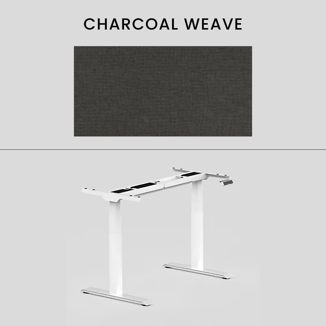 FlexiSpot E7 - Dual Motor Premium Standing Desk With White Frame - Charcoal Weave